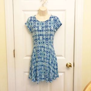 Jersey Knit Dress Blue Aqua White XL Super Comfy